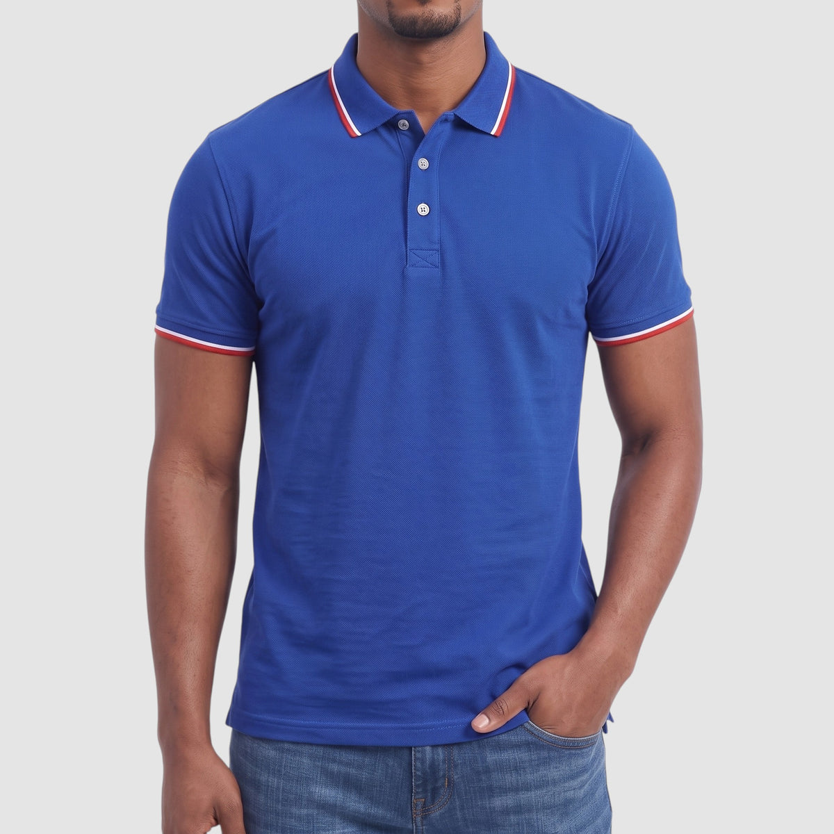 Men’s Contrast Collar Polo Shirt – Short Sleeve Casual Top