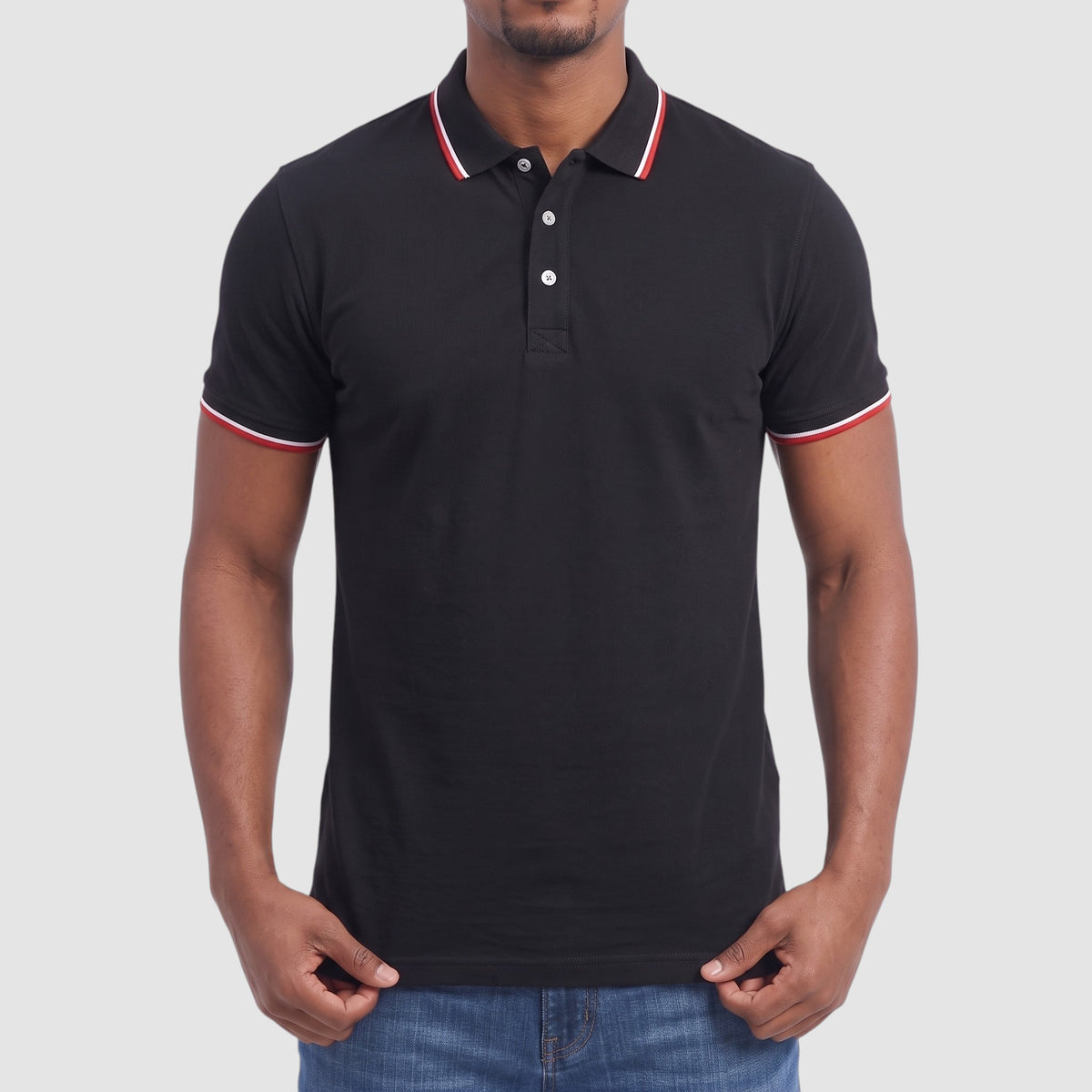 Men’s Contrast Collar Polo Shirt – Short Sleeve Casual Top