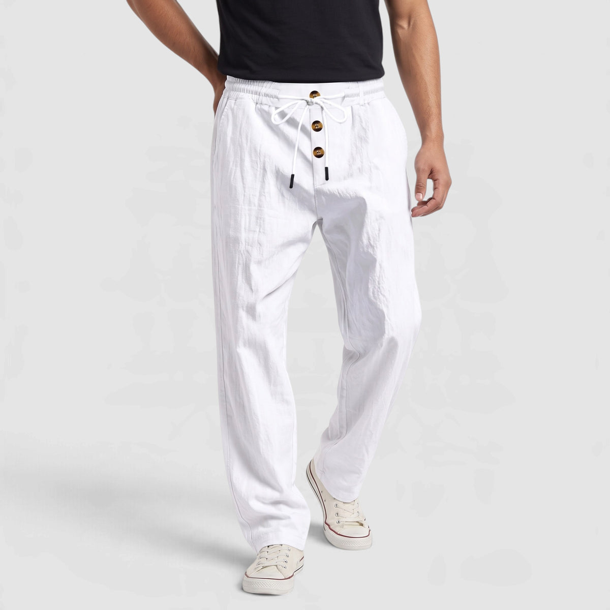 Men's Lightweight Drawstring Linen Blend Pants