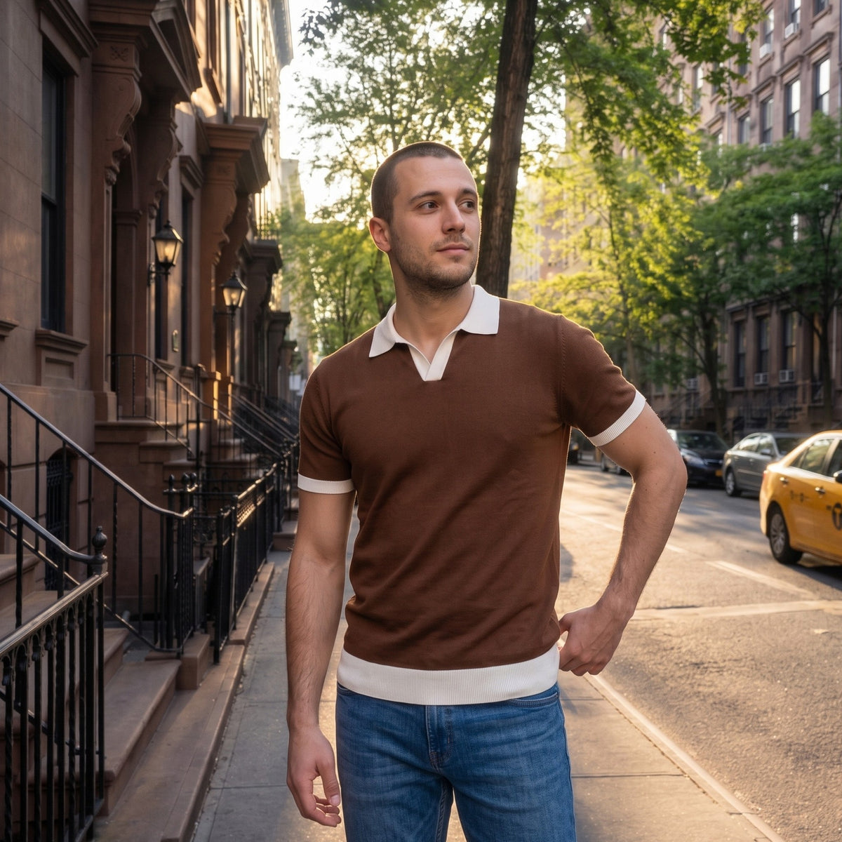 Men’s Casual Polo Shirt – Short Sleeve Lapel Collar Top