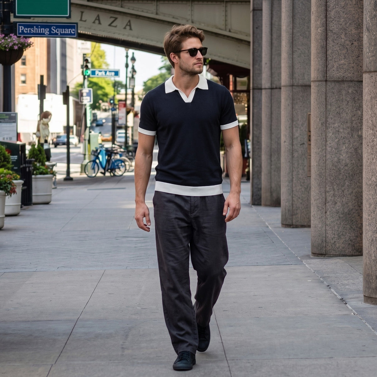 Men’s Casual Polo Shirt – Short Sleeve Lapel Collar Top