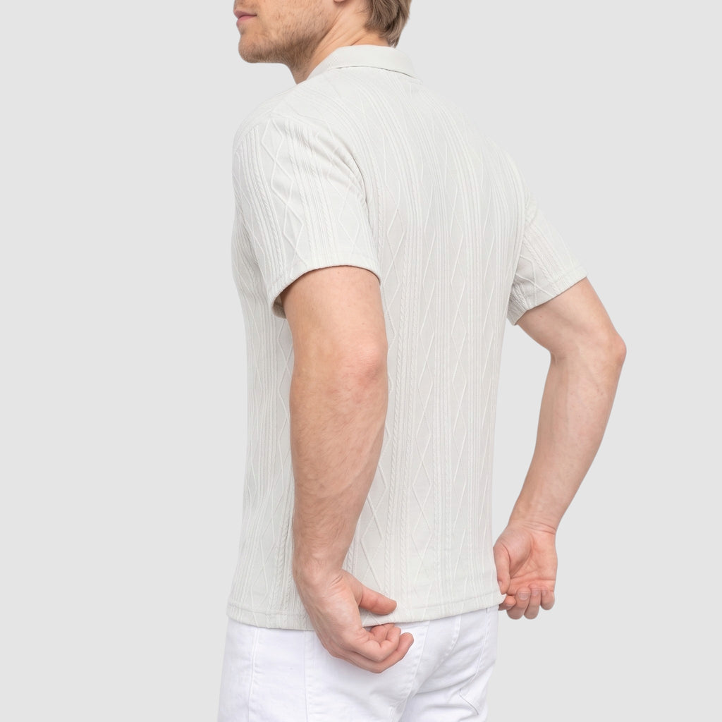 Men’s Textured Knit Polo Shirt – Short Sleeve Casual Top