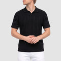 Men’s Textured Knit Polo Shirt – Short Sleeve Casual Top