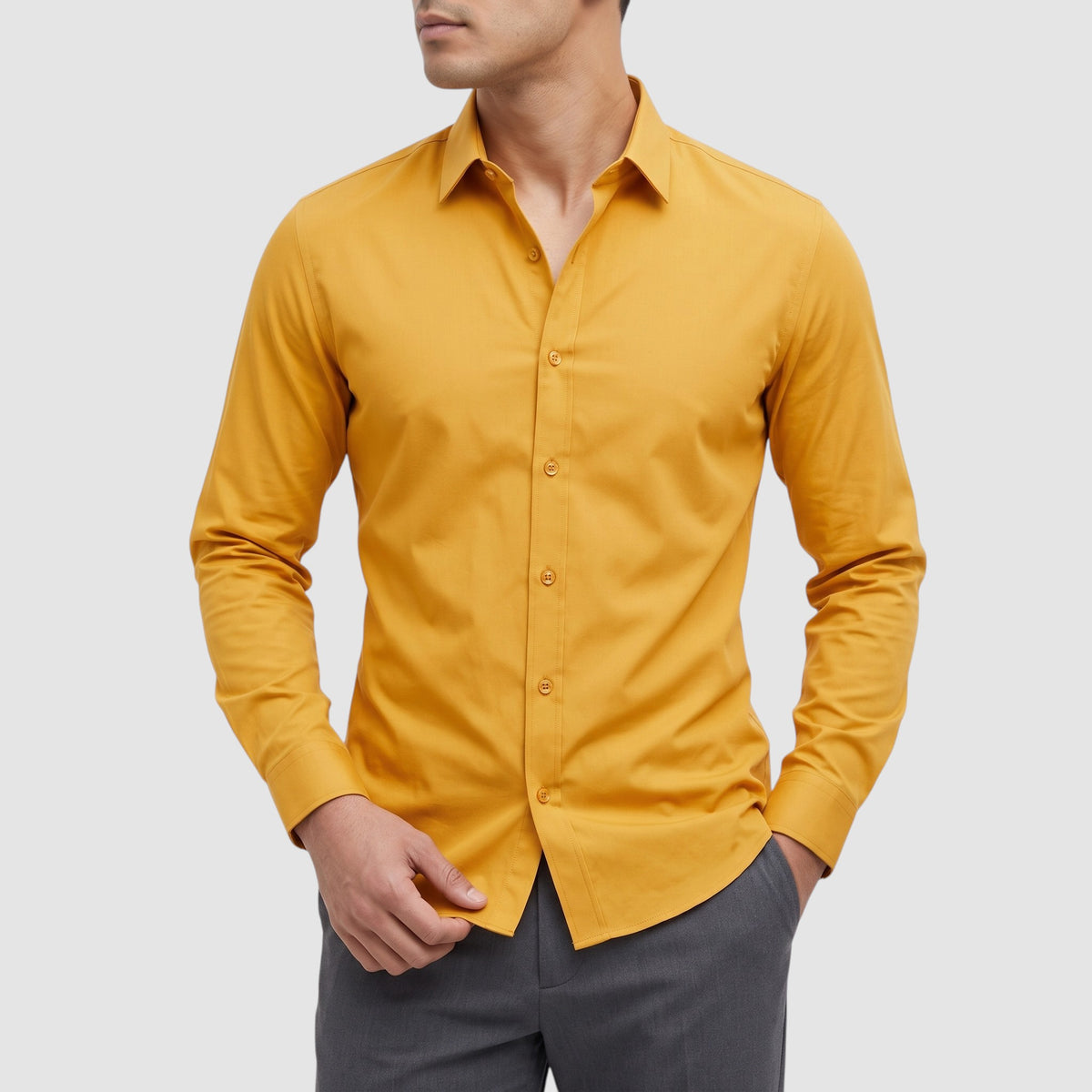 Men’s Slim Fit Long Sleeve Button-Down Dress Shirt