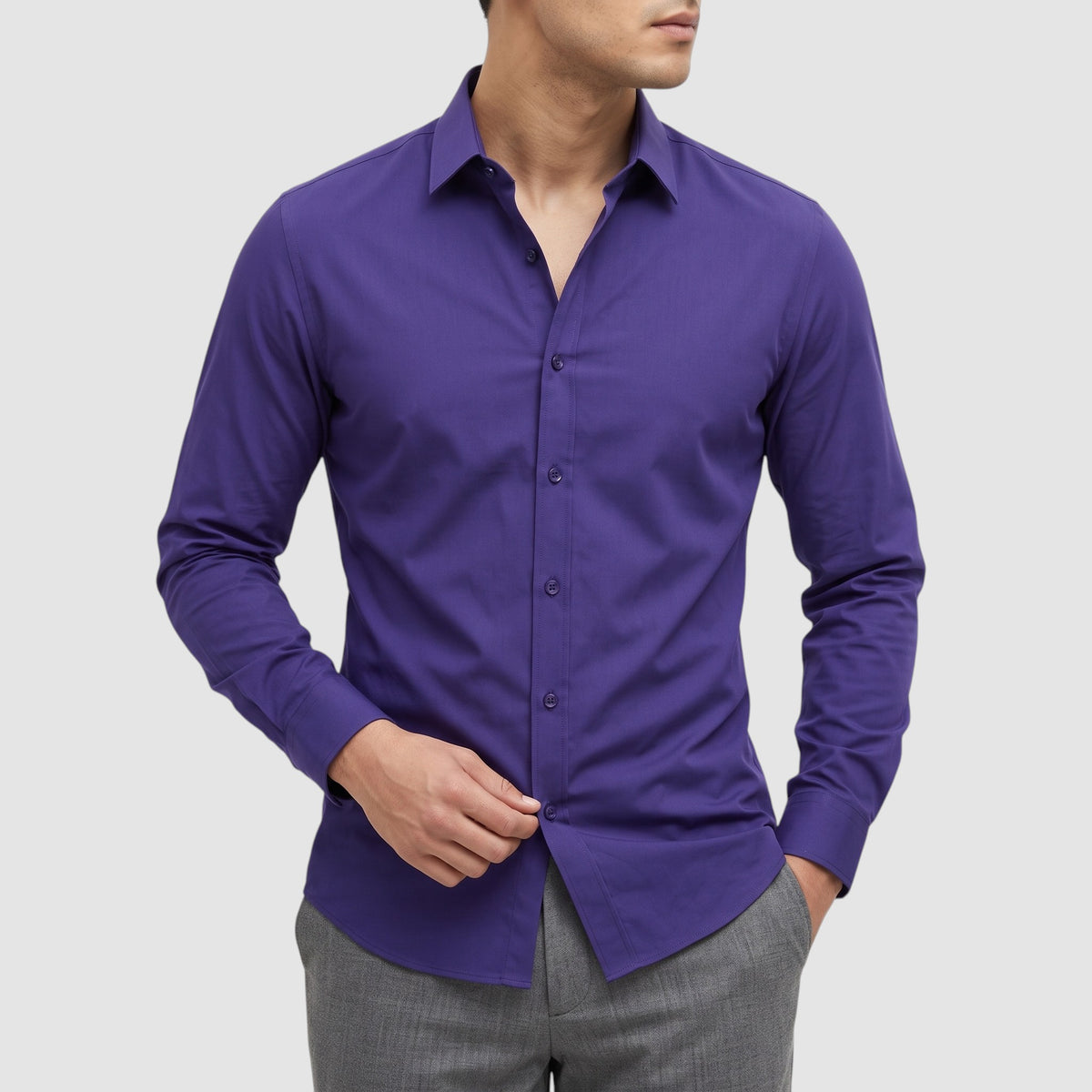 Men’s Slim Fit Long Sleeve Button-Down Dress Shirt