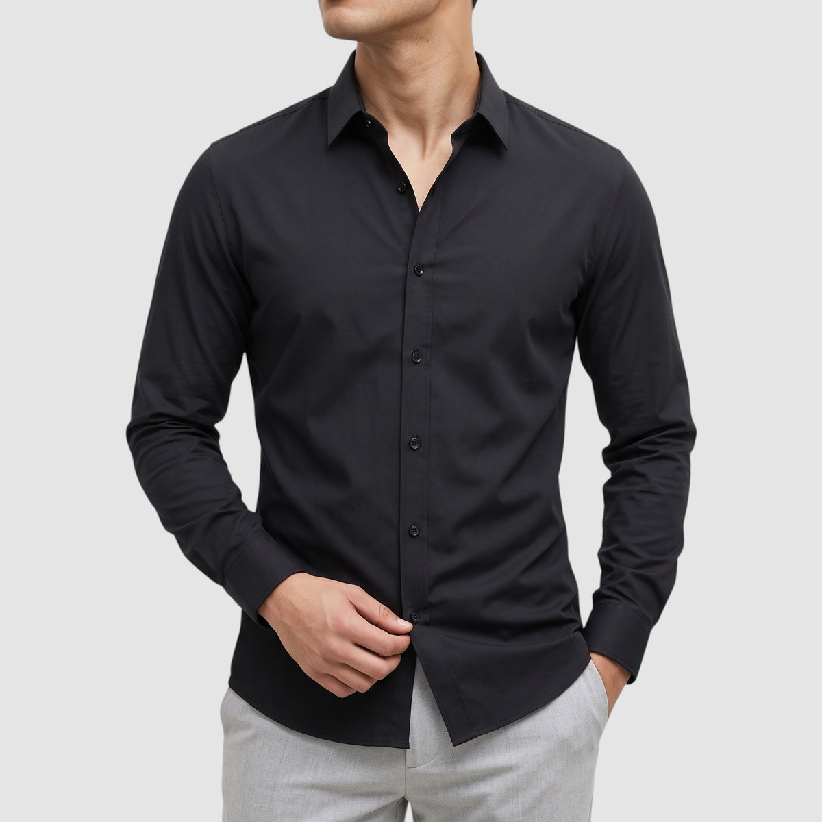 Men’s Slim Fit Long Sleeve Button-Down Dress Shirt