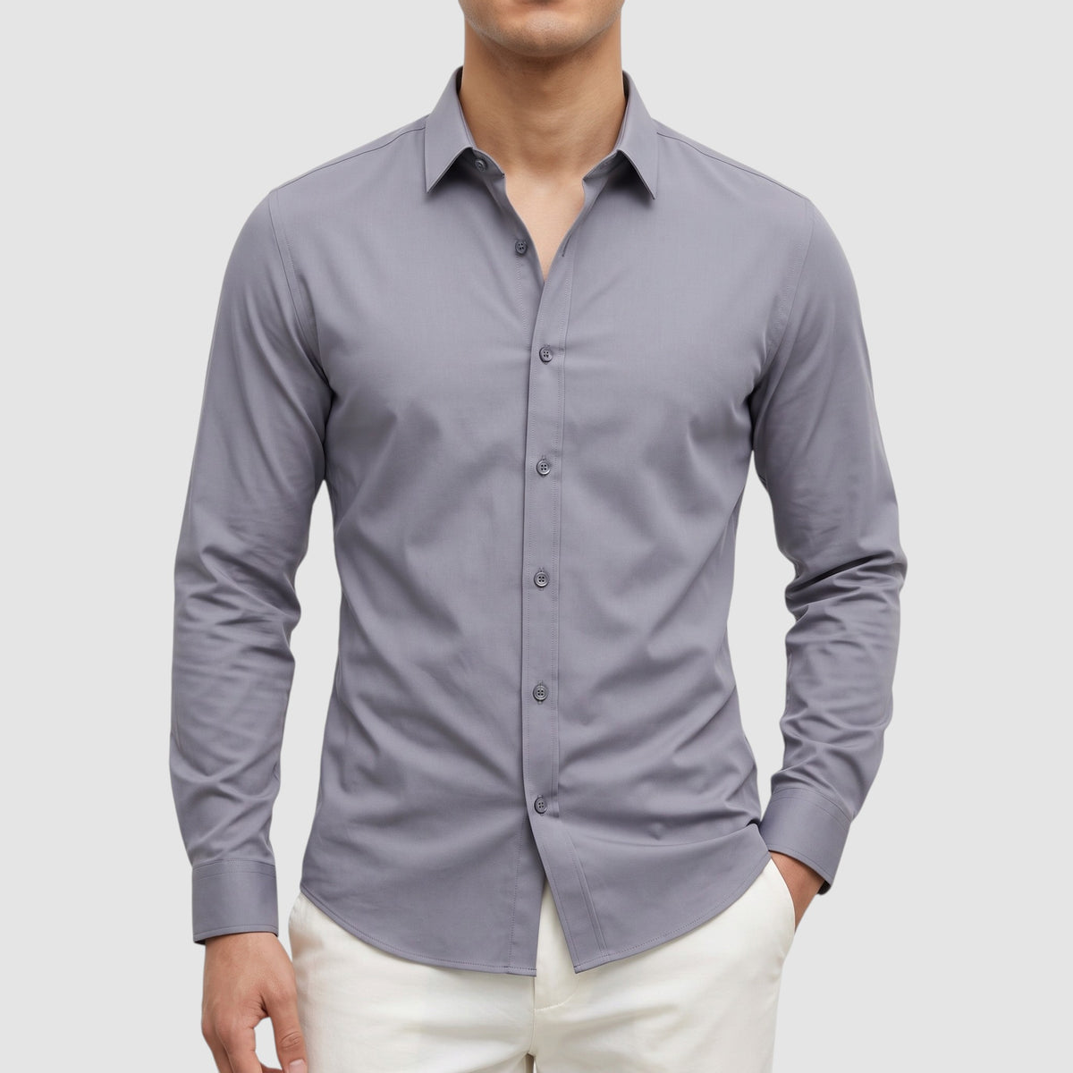 Men’s Slim Fit Long Sleeve Button-Down Dress Shirt