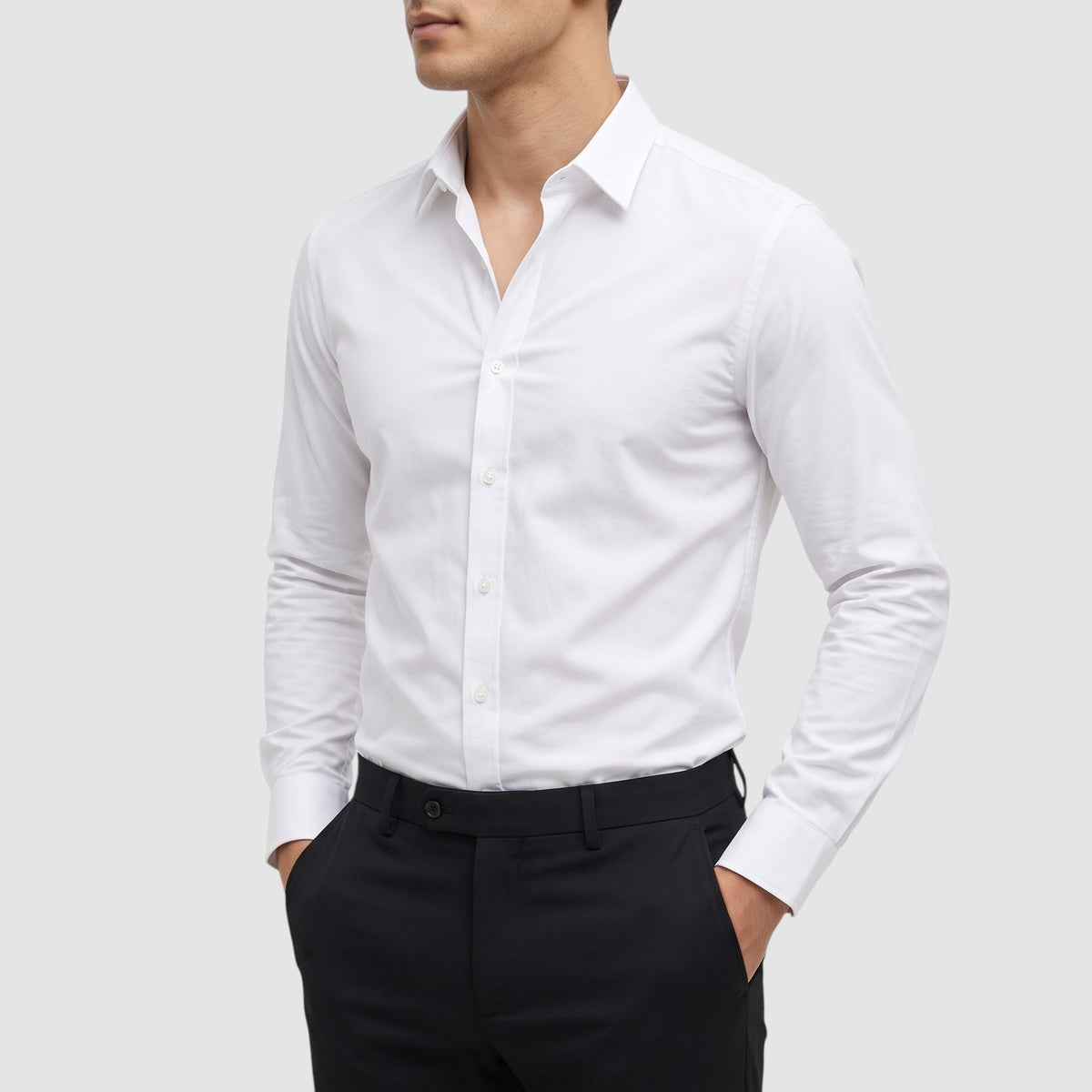 Men’s Slim Fit Long Sleeve Button-Down Dress Shirt
