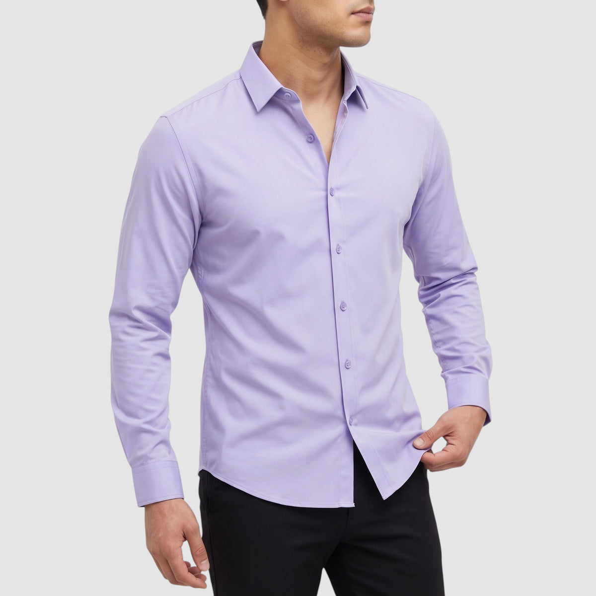 Men’s Slim Fit Long Sleeve Button-Down Dress Shirt