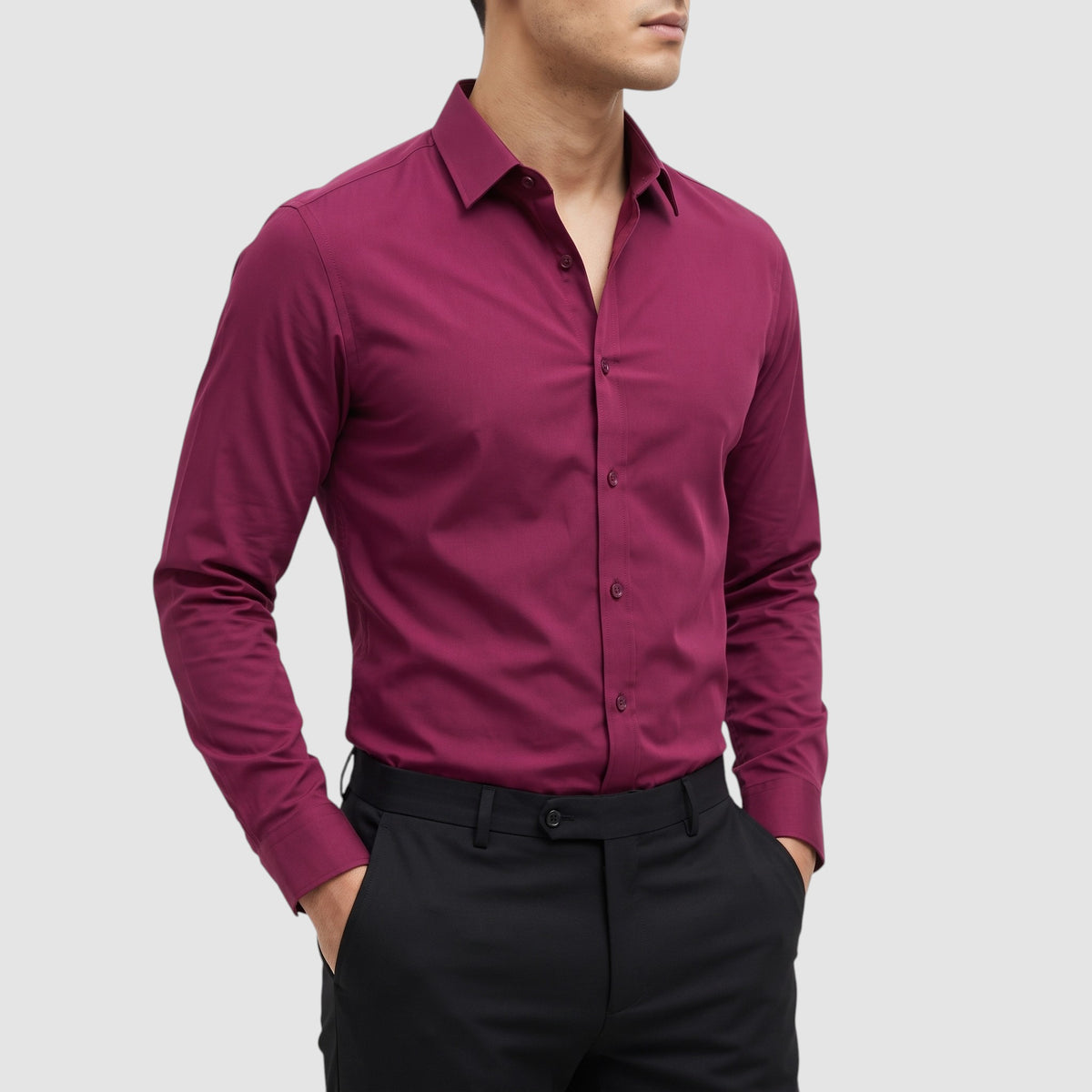 Men’s Slim Fit Long Sleeve Button-Down Dress Shirt