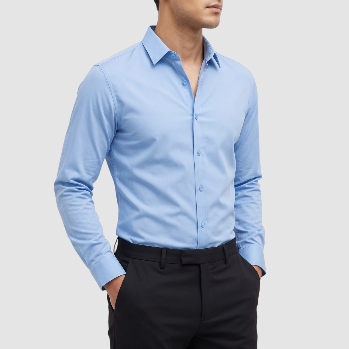Men’s Slim Fit Long Sleeve Button-Down Dress Shirt