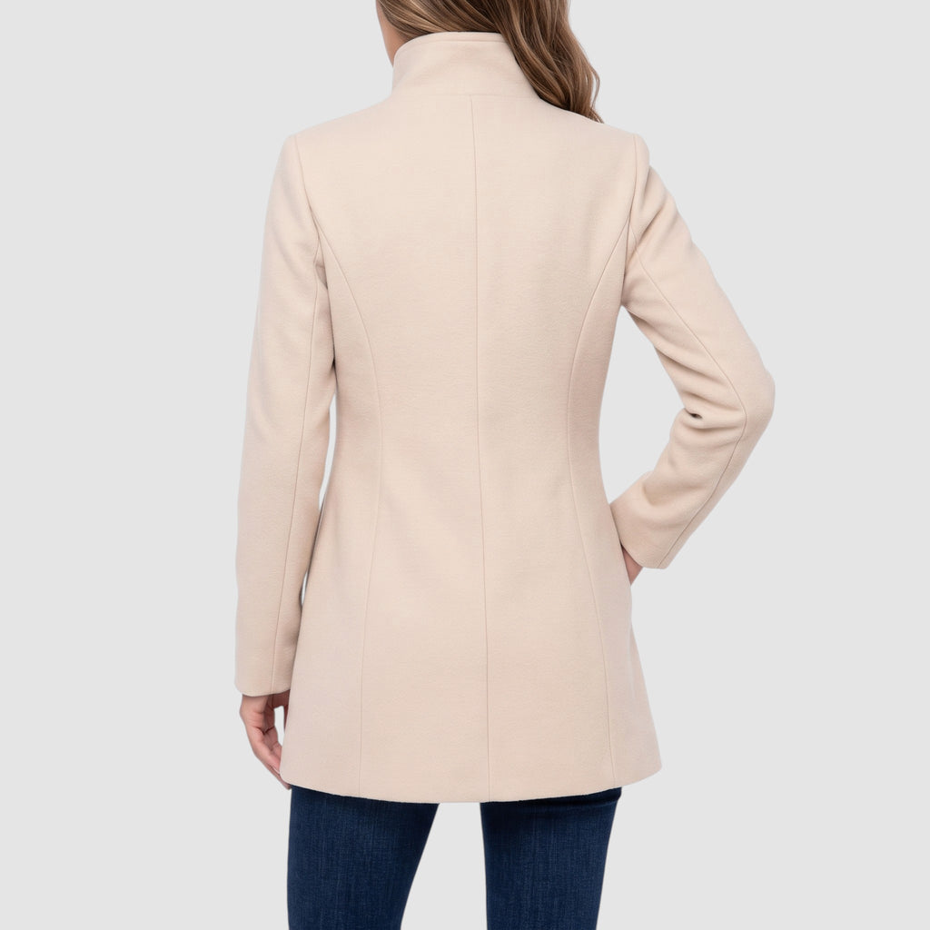 Women’s Long Button-Front Coat – Tailored Wool Blend Outerwear