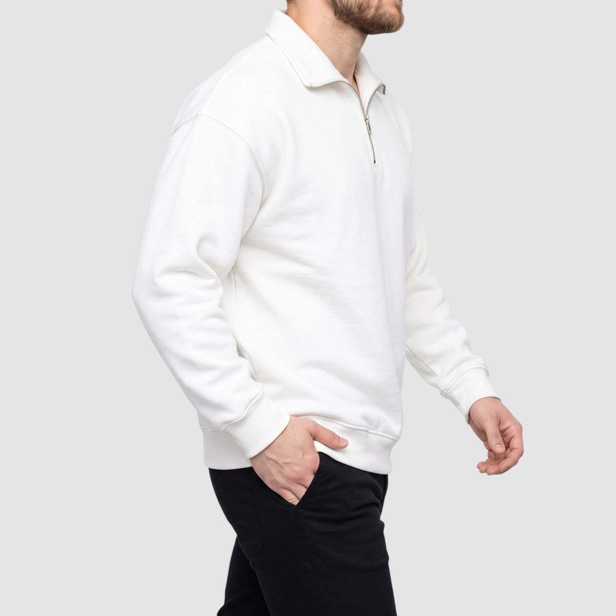 Men’s Oversized Quarter-Zip Pullover Sweatshirt