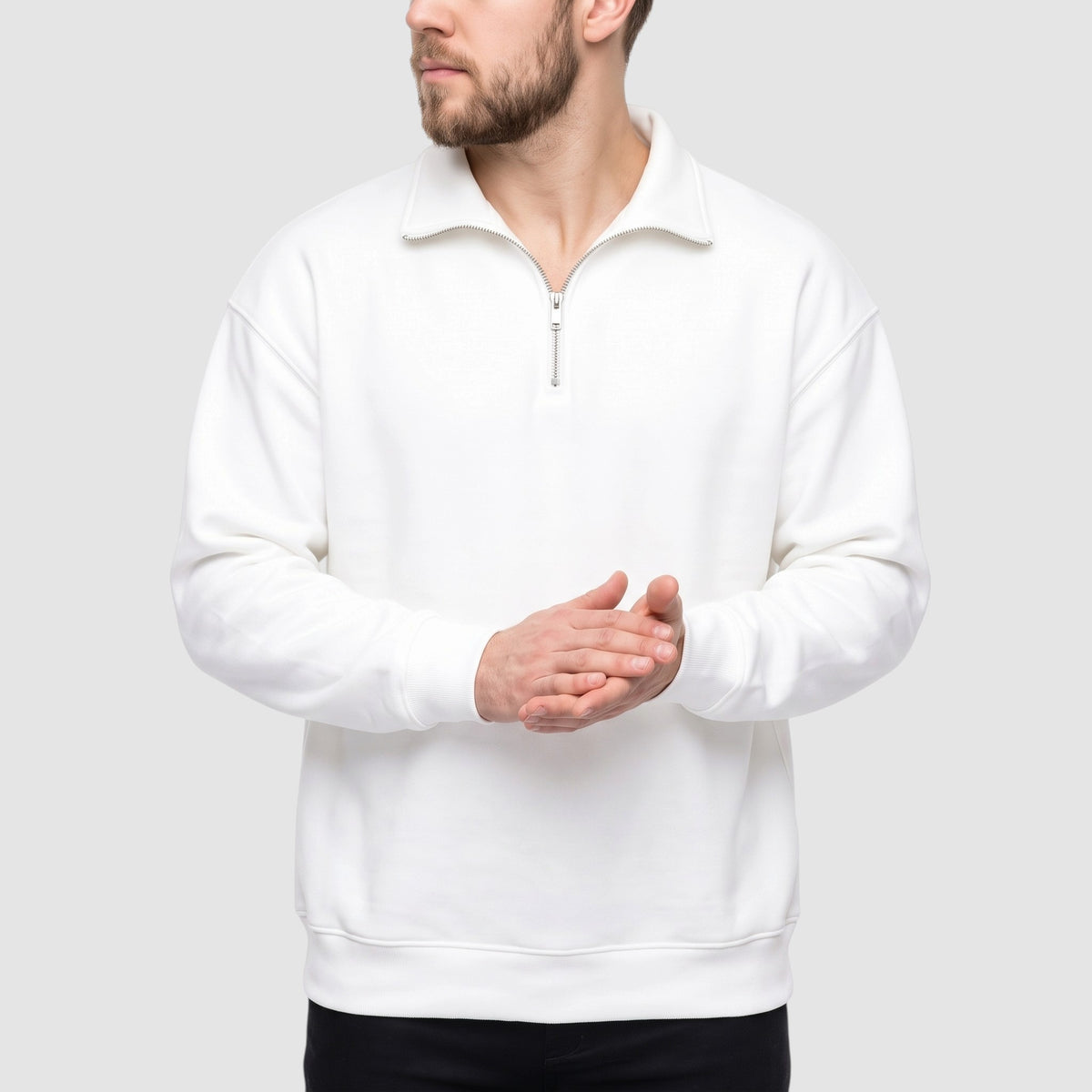 Men’s Oversized Quarter-Zip Pullover Sweatshirt