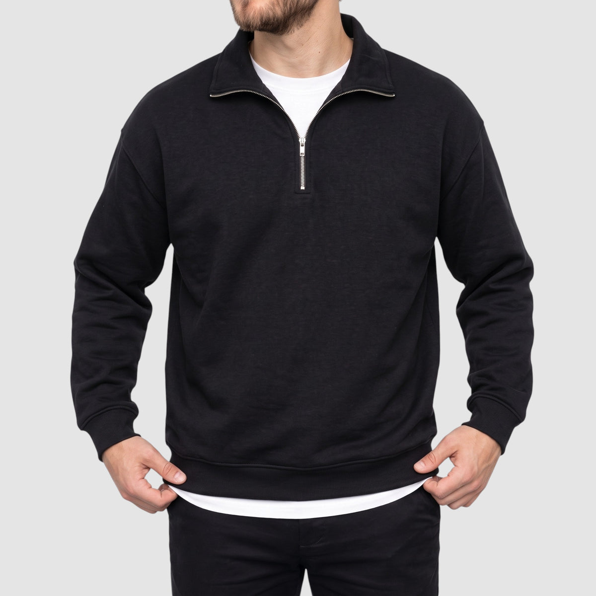 Men’s Oversized Quarter-Zip Pullover Sweatshirt