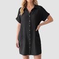 Women’s Short-Sleeve Shirt Dress – Button-Front Casual Dress