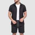 Men’s Linen Beach Two-Piece Set – Short Sleeve Shirt & Shorts