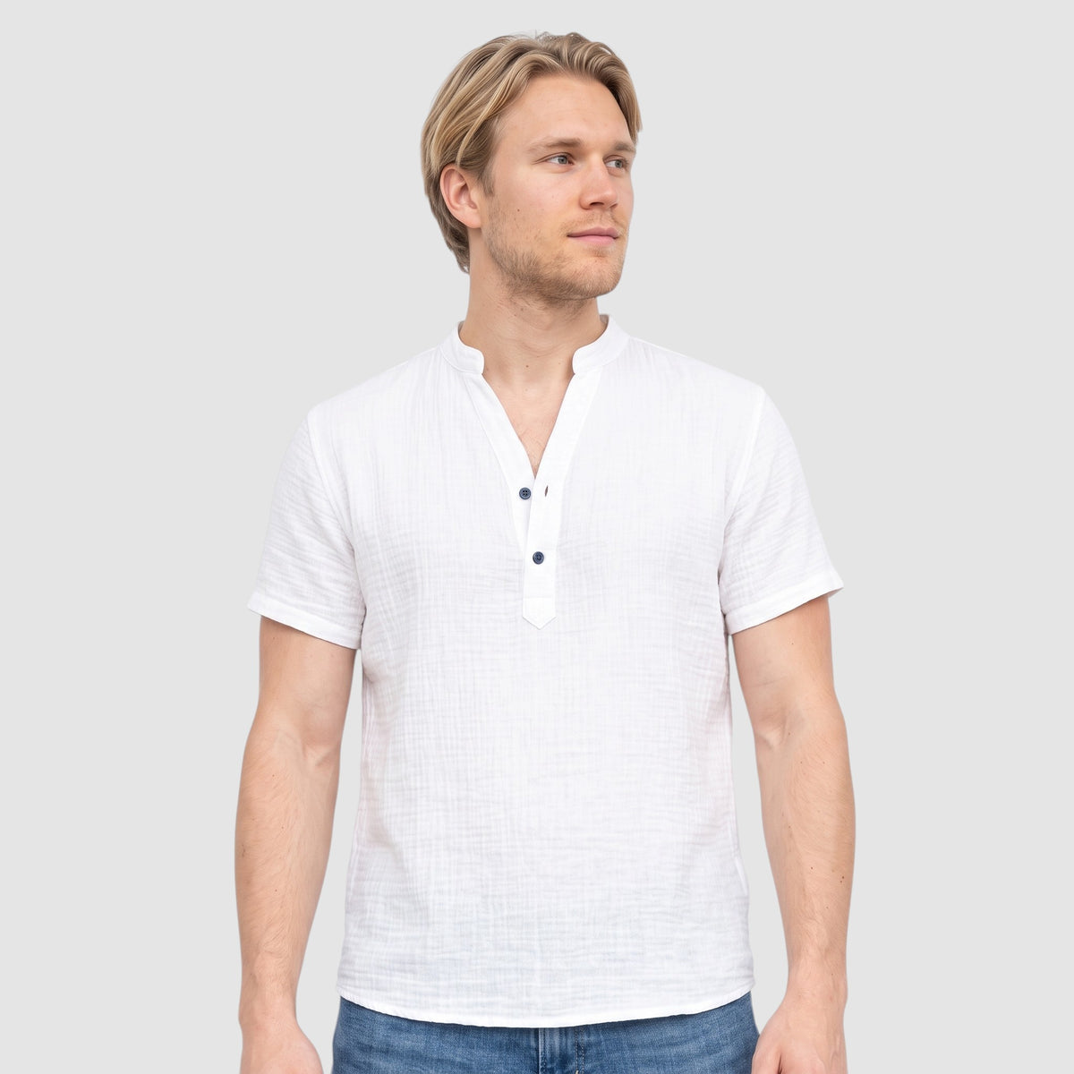 Men’s Cotton-Linen Cuban Shirt – Double-Layer Short Sleeve