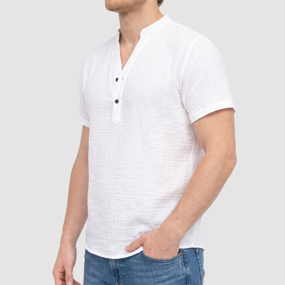 Men’s Cotton-Linen Cuban Shirt – Double-Layer Short Sleeve