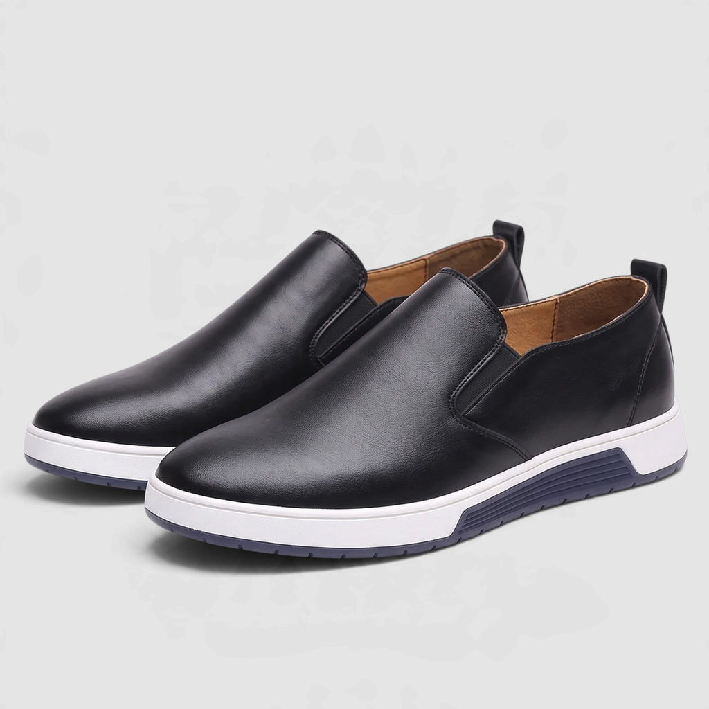 Men’s Casual Leather Slip-On Sneakers – Breathable Everyday Shoes