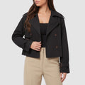 Women’s Cropped Trench Coat – Double-Breasted Waist-Length Jacket