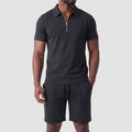 Men’s Zip Polo and Shorts Set – Matching Two-Piece Outfit